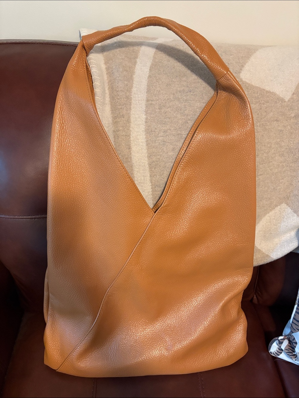 Tan Leather Hobo Shoulder Bag